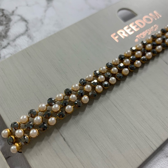 💎 Topshop Freedom Pearl and Diamond Choker - Picture 2 of 3